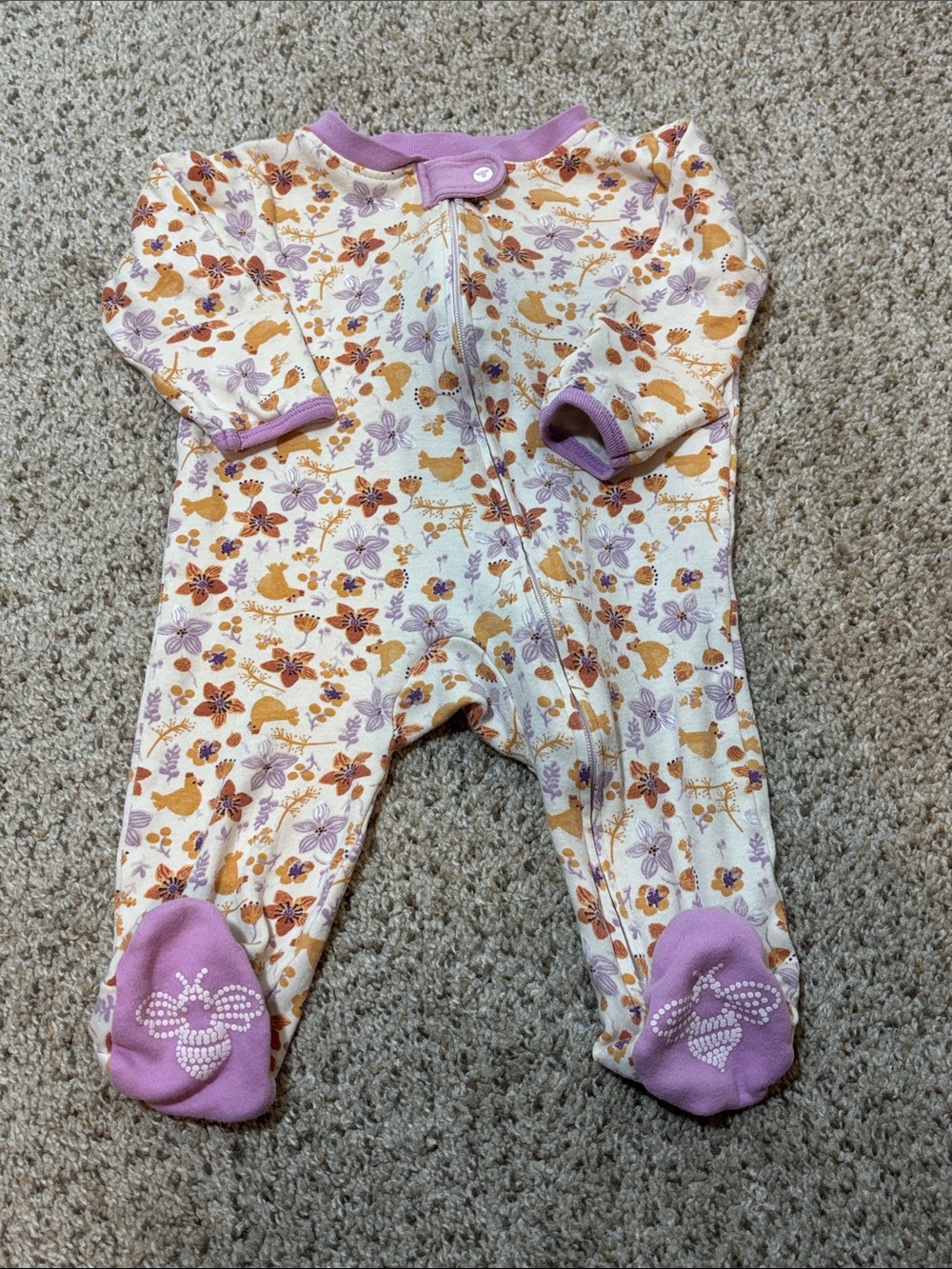 Burt’s Bees Baby 100% Organic Cotton One Piece Footed Pajama Size 0-3 Months